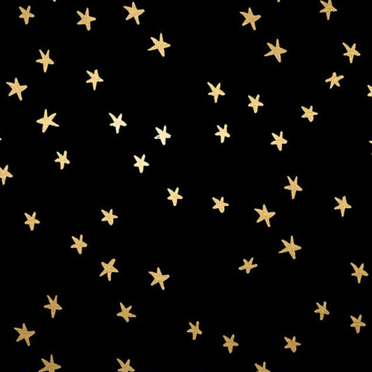 Starry Metallic Black Gold, by Ruby Star | Moda Fabrics, Sold by the 1/2 yard