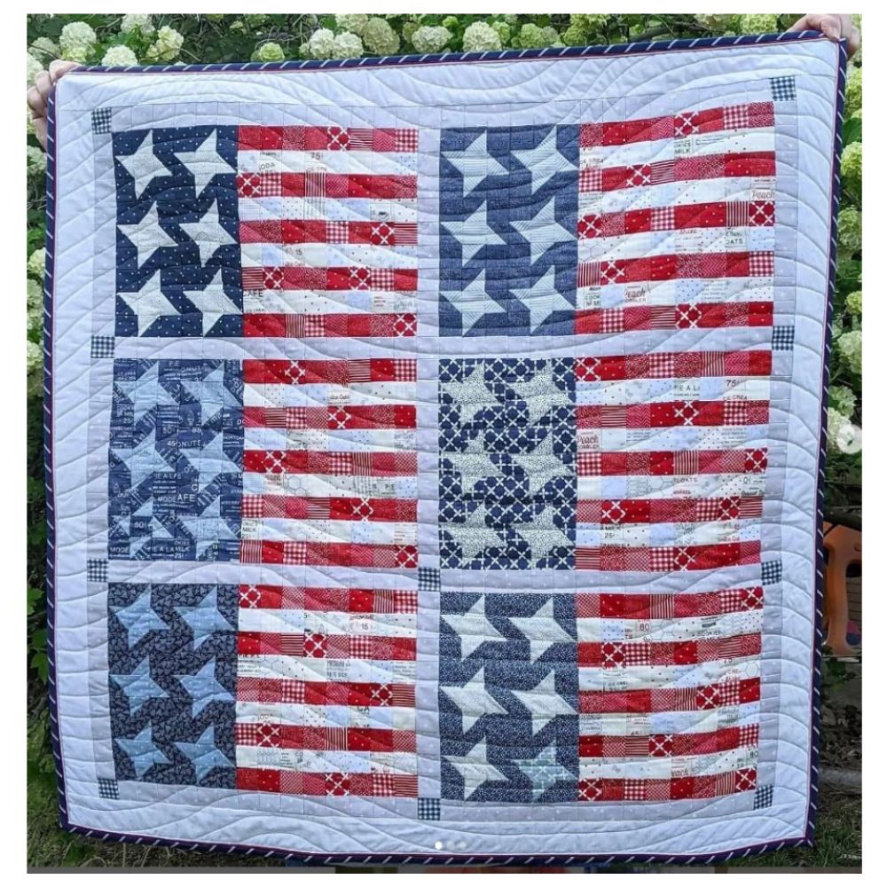 Stars & Stripes, a Tensisters Easy Piecing Grid FREE Pattern