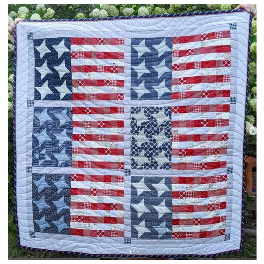 Stars & Stripes, a Tensisters Easy Piecing Grid FREE Pattern