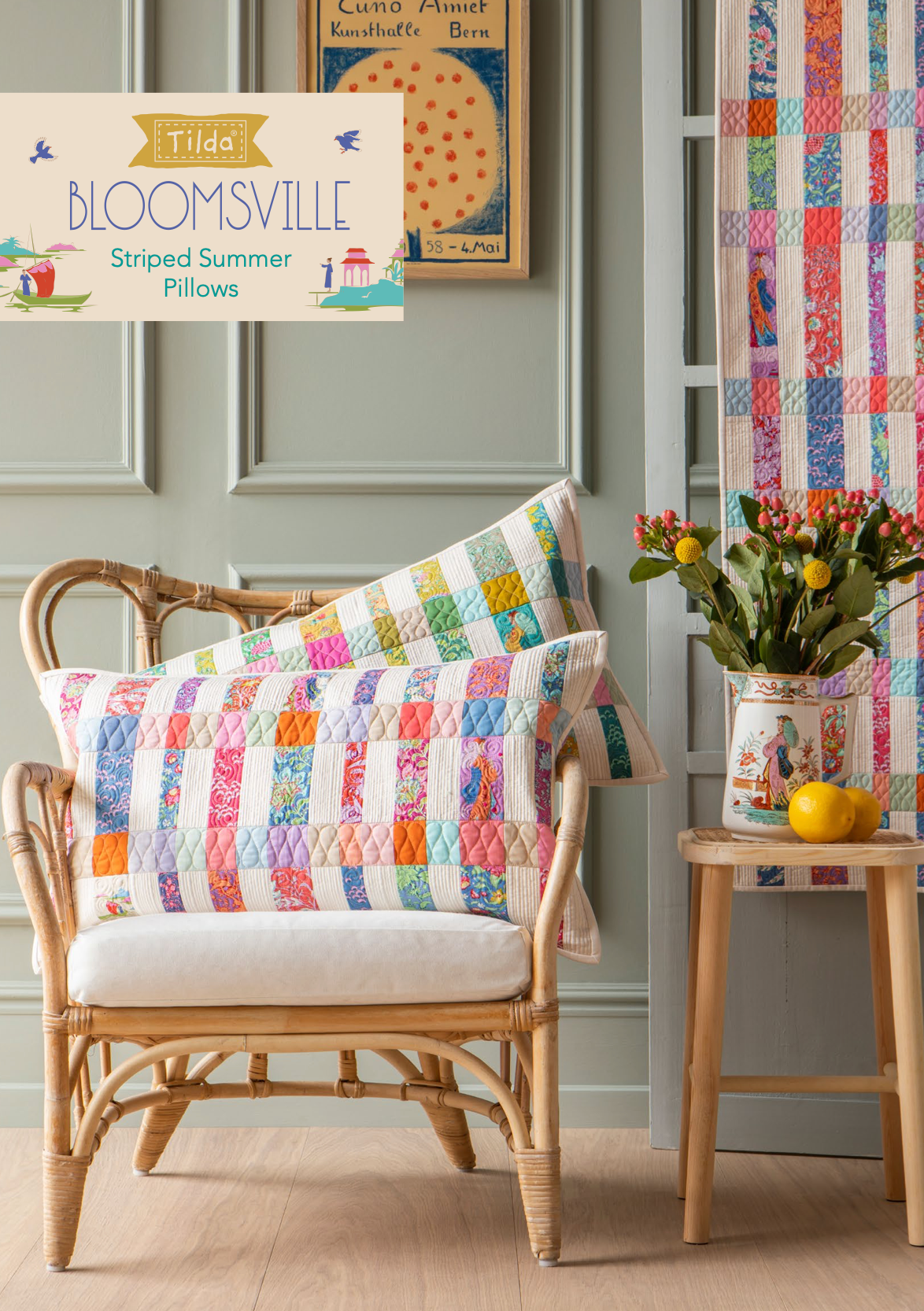 Striped Summer Pillows, from Bloomsville Collection, a Tilda FREE World Pattern