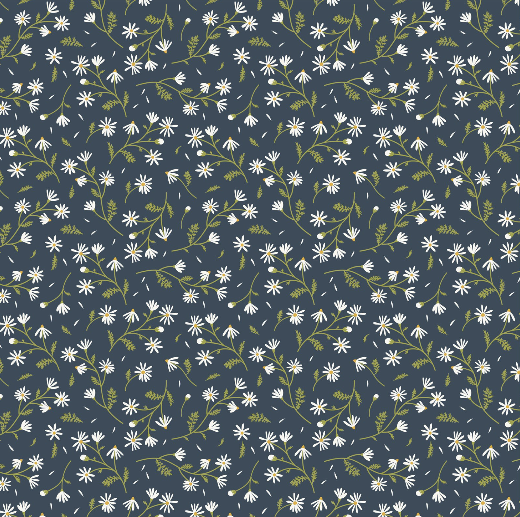 Sunshine & Chamomile, Chamomile, Navy, SC23514, sold by the 1/2 yard - Good Vibes Quilt Shop