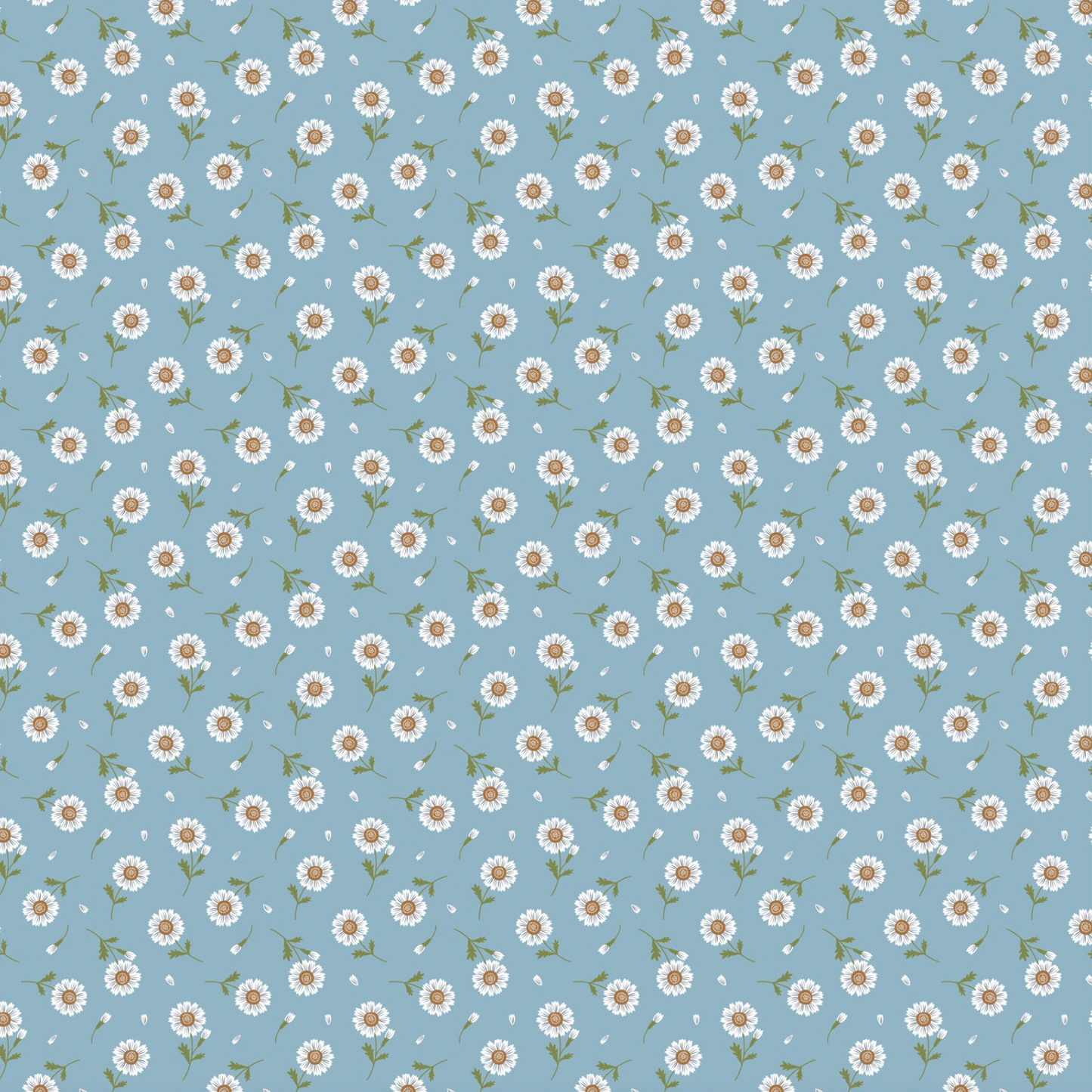 Sunshine & Chamomile, Tossed Daisies, Blue, SC23505, sold by the 1/2 yard