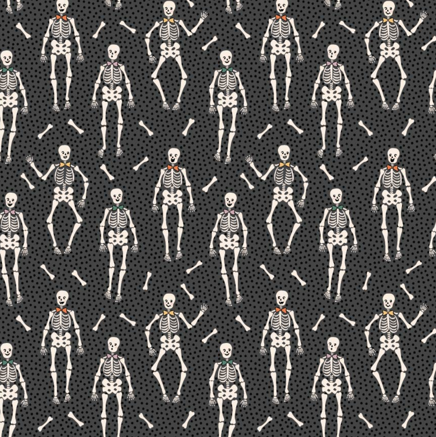 Sweet Tooth, Bones Black, ST24316, sold by the 1/2 yard, *PREORDER!