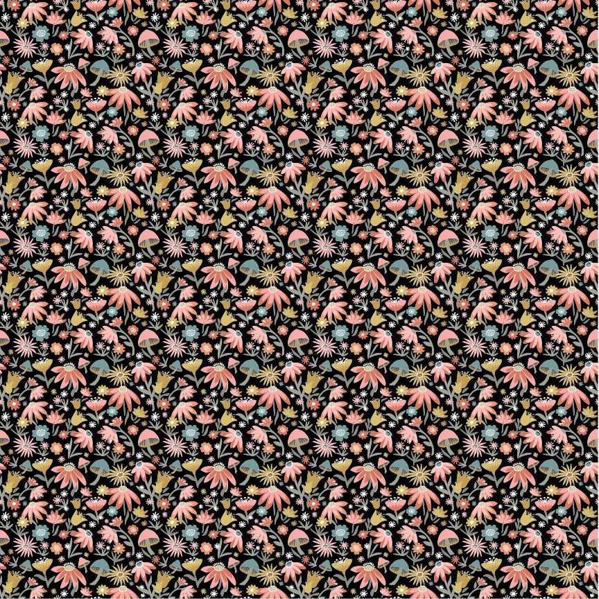 The Good Witch Fabric by Sheri McCulley for Poppie Cotton | Autumn Field Black Magic GW271416 | Sold by the 1/2 Yard | PREORDER
