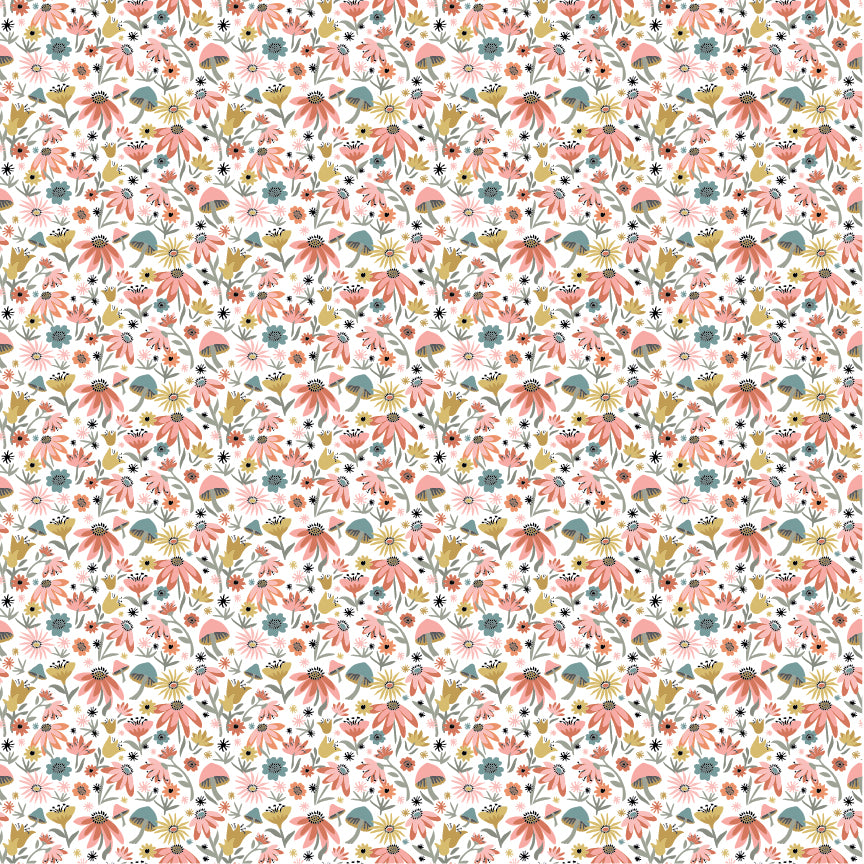 The Good Witch Fabric by Sheri McCulley for Poppie Cotton | Autumn Field Pale Moon GW271417 | Sold by the 1/2 Yard | PREORDER
