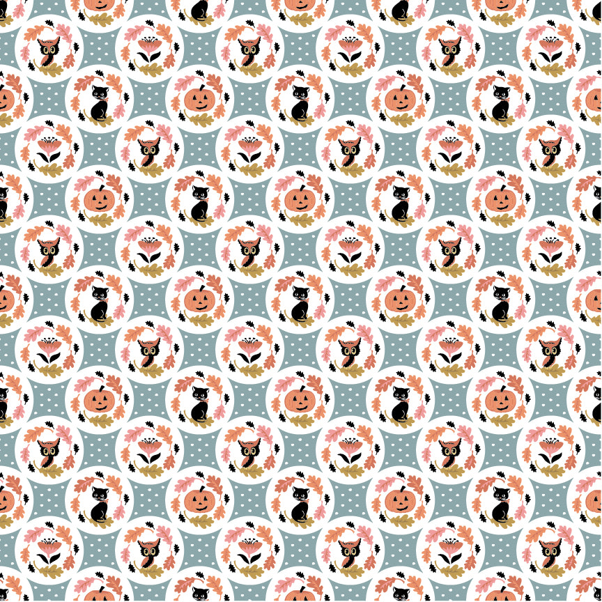 The Good Witch Fabric by Sheri McCulley for Poppie Cotton | Checkered Treats Night Sky GW271406 | Sold by the 1/2 Yard | PREORDER