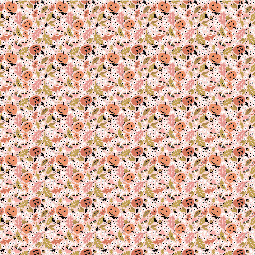 The Good Witch Fabric by Sheri McCulley for Poppie Cotton | Pumpkin Meadow Blush GW271413 | Sold by the 1/2 Yard | PREORDER