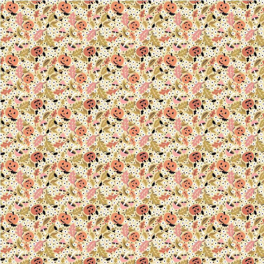 The Good Witch Fabric by Sheri McCulley for Poppie Cotton | Pumpkin Meadow Wheat GW271414 | Sold by the 1/2 Yard | PREORDER