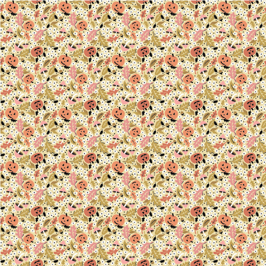The Good Witch Fabric by Sheri McCulley for Poppie Cotton | Pumpkin Meadow Wheat GW271414 | Sold by the 1/2 Yard | PREORDER