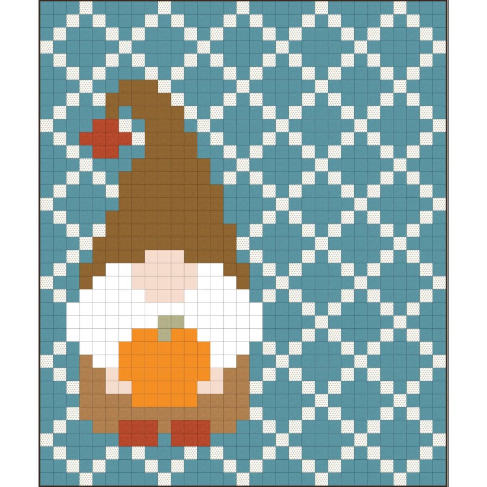 Thankful Gnome, a Tensisters Easy Piecing Grid FREE Pattern