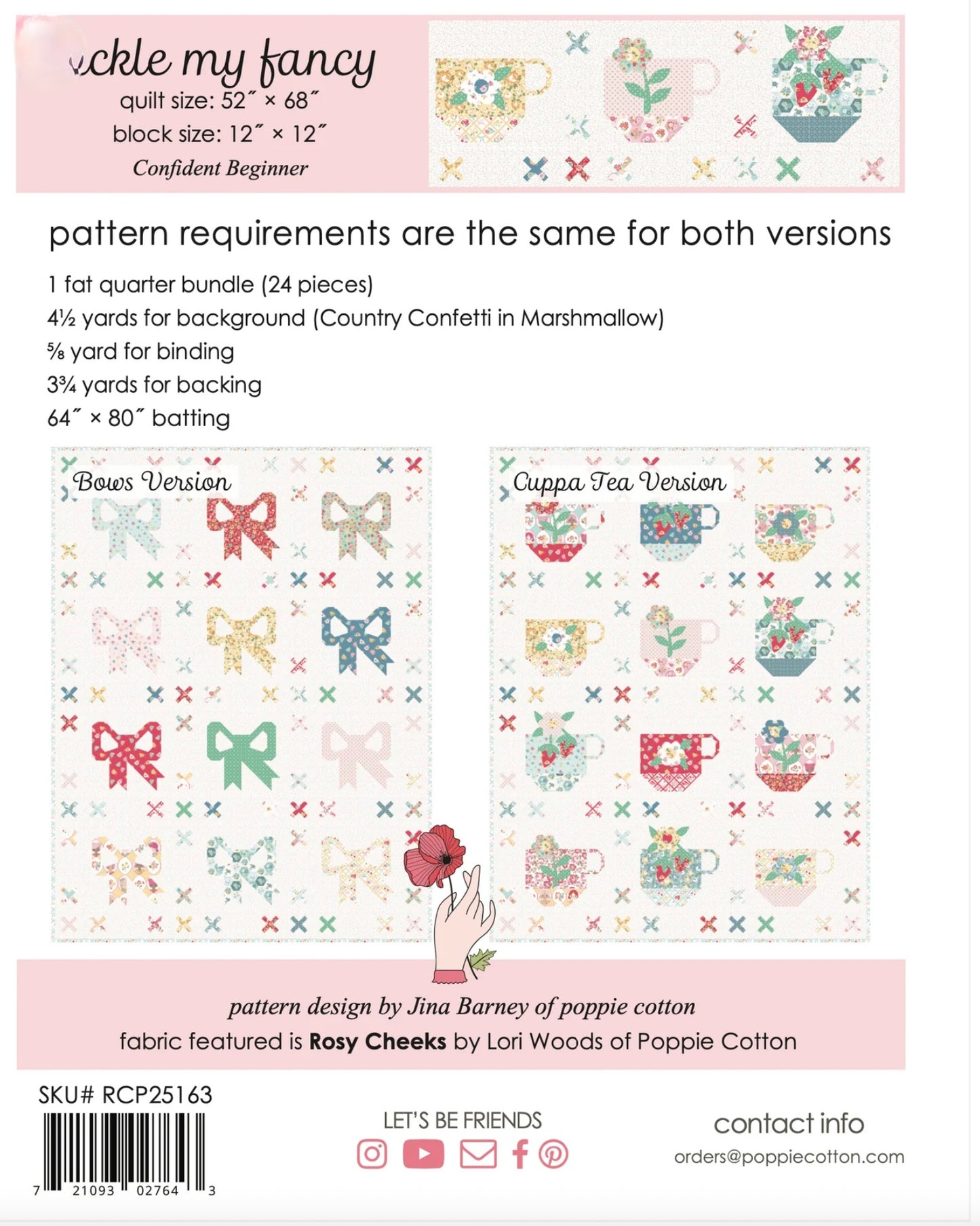 Tickle My Fancy Bow And Cuppa Tea Pattern, for the Rosy Cheeks Collection