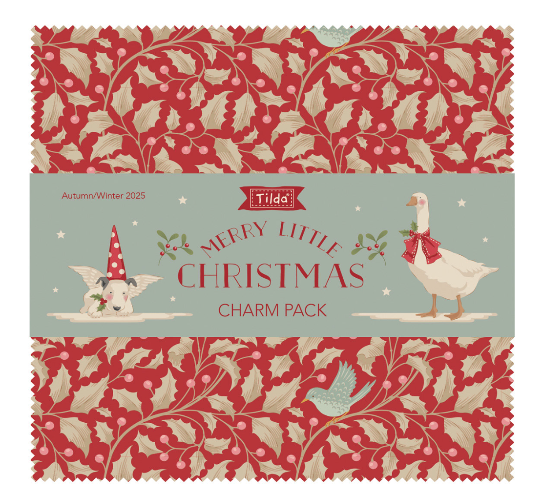 Tilda Merry Little Christmas Fabric, Charm Pack 5in Squares, 40pcs 2 of each, TIL300249