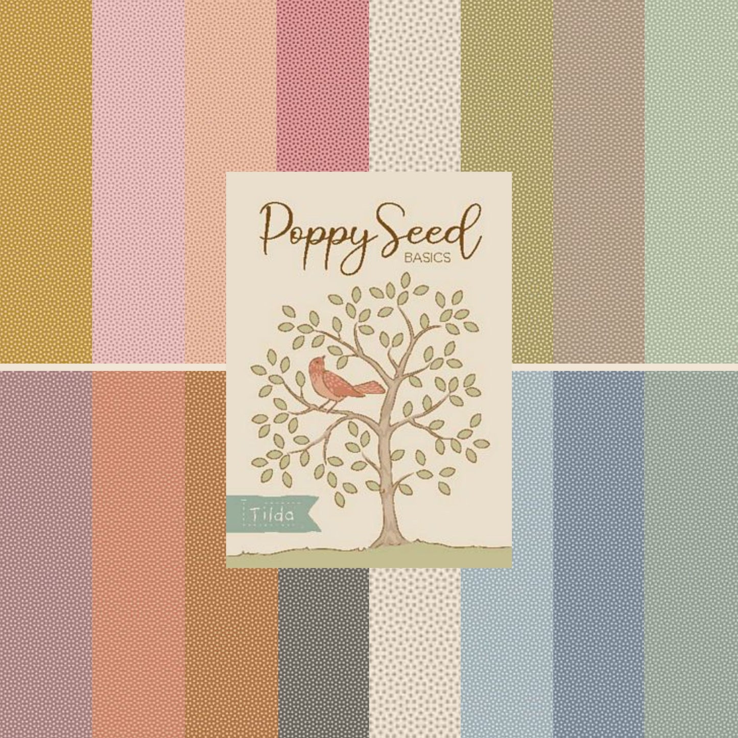 Poppy Seed Basics by Tilda Fabrics, Fat Quarter Bundle of 15 different fabrics