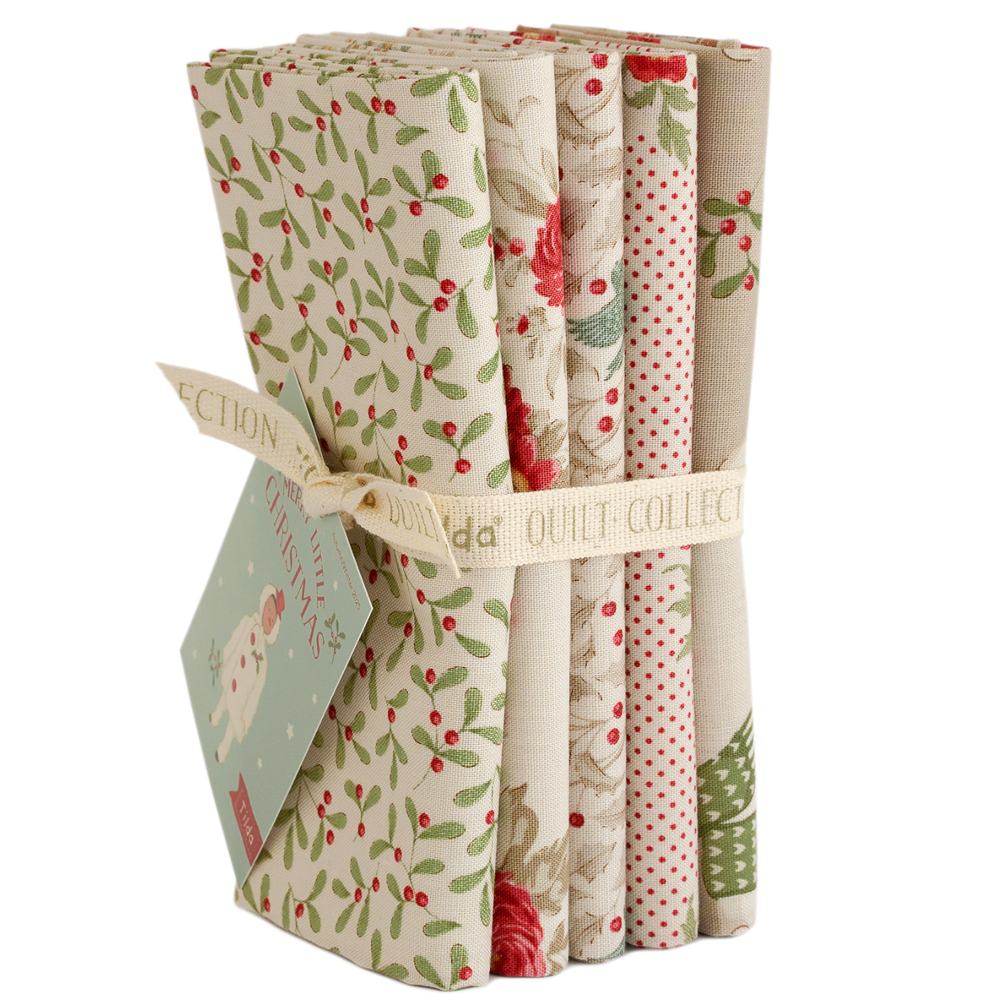 Tilda Merry Little Christmas Fabric, FQB 5pc Cream, TIL300245 - Good Vibes Quilt Shop