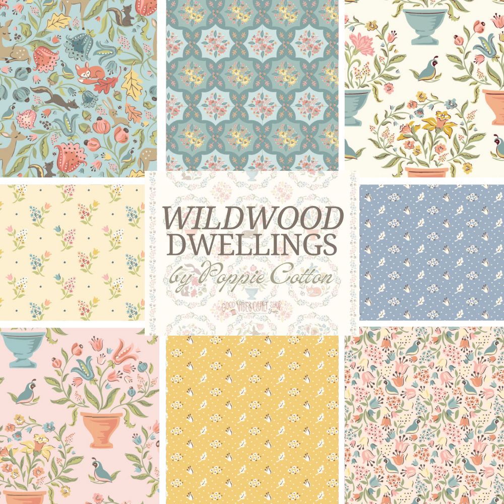 Quail Hollow Quilt Pattern by Poppie Cotton | 50" x 58" | 10" Square & Panel Friendly for the Wildwood Dwellings