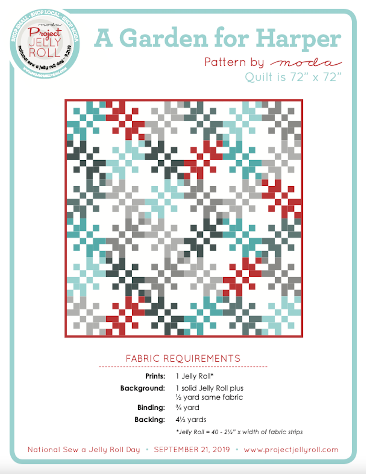 A Garden for Harper, Moda's Project Jellyroll Pattern, FREE!