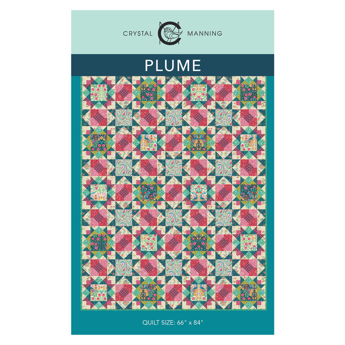 Plume quilt pattern front cover by Crystal Manning, CMA 906