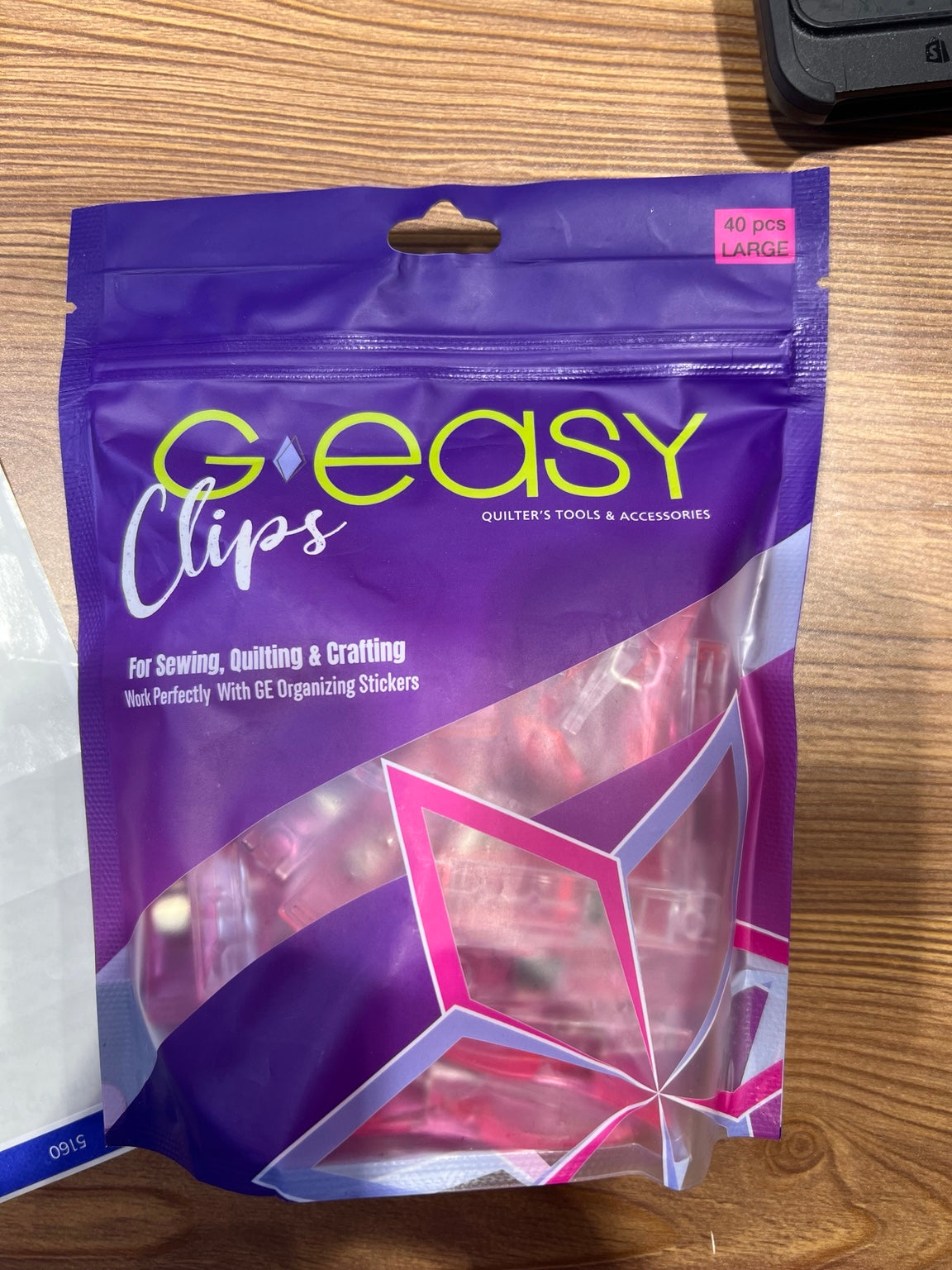 G-Easy large pink fabric clips by GE Designs, package of 40