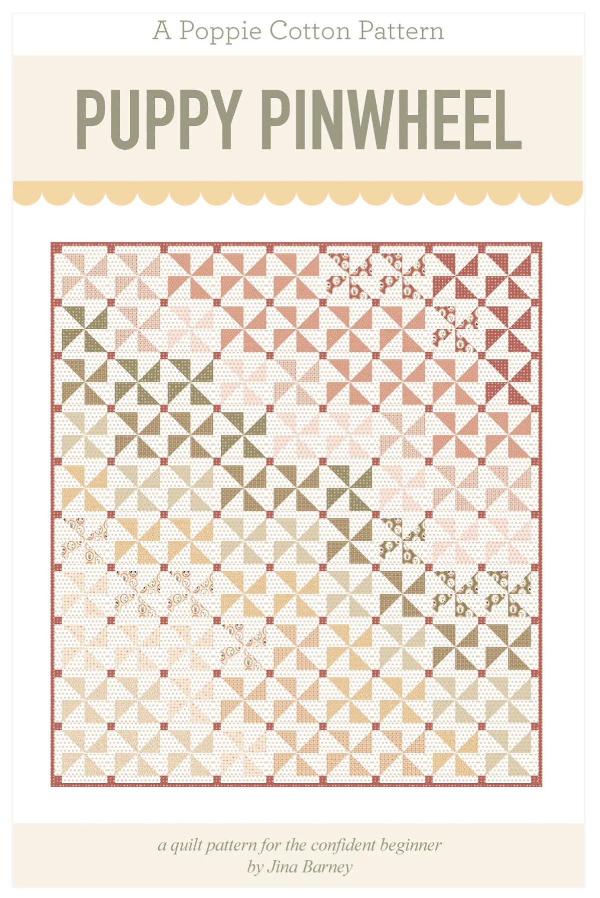 Puppy Pinwheel Quilt Pattern by Jina Barney for Poppie Cotton | Fat Quarter Friendly | MPP26023