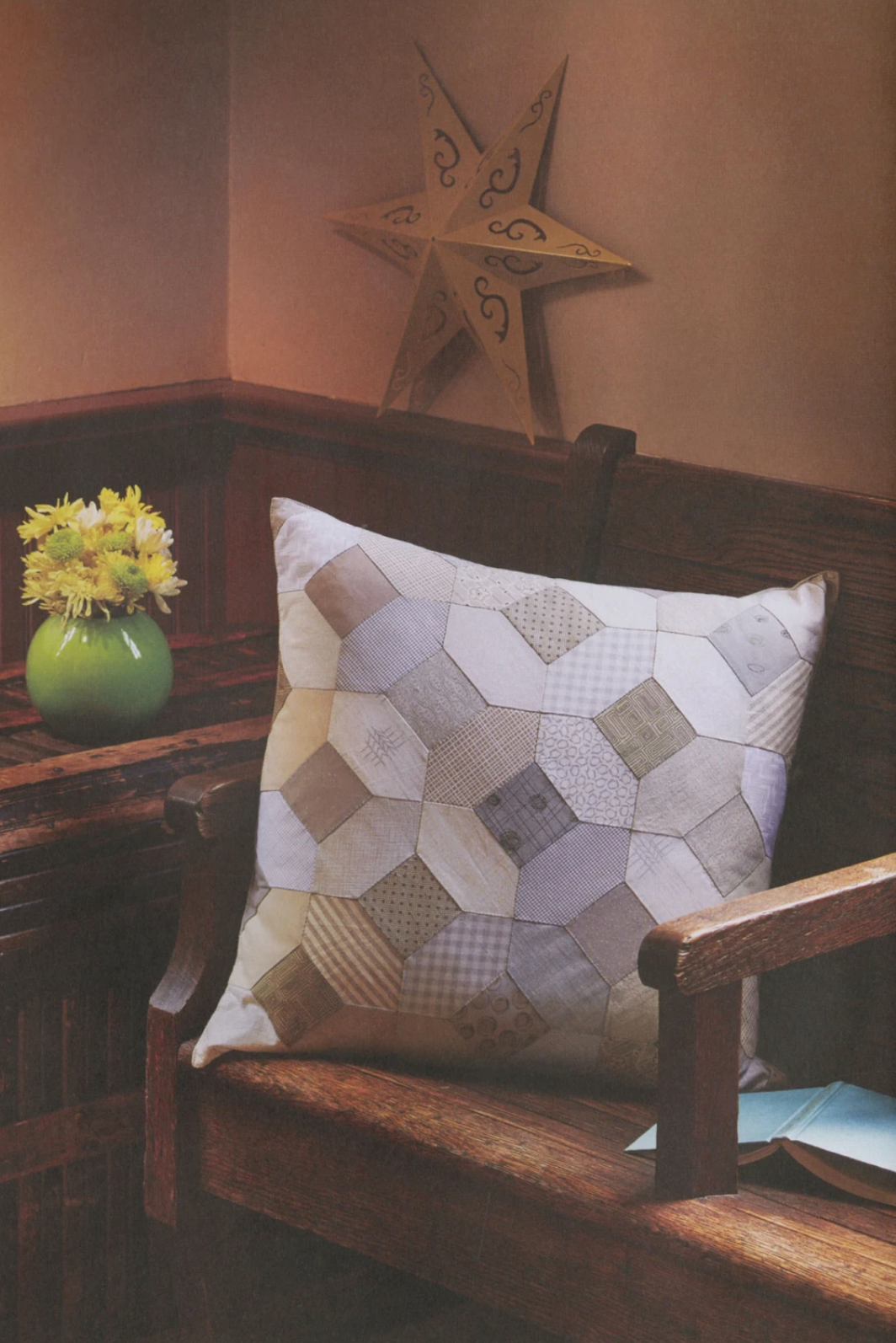 Colorful quilt from Jen Kingwell's Quilt Lovely Book featuring vibrant pillow projects, published by Krause Publications.