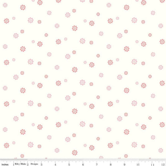 Riley Blake Love & Friendship quilting cotton fabric with soft pastel hearts and floral patterns, perfect for quilting projects.