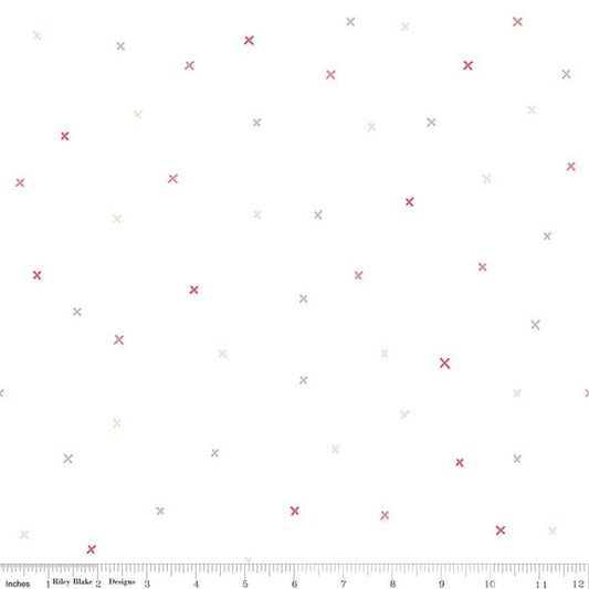 Riley Blake Hush Hush 5 quilting cotton fabric with cross don’t cross me pattern in black and white, fabric detail image