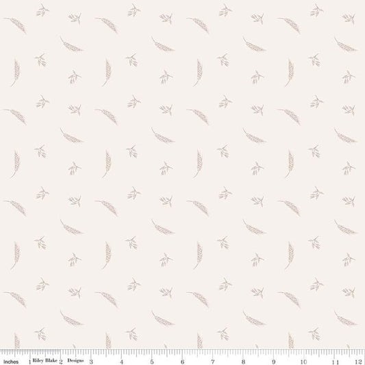 Riley Blake Hush Hush 5 Prairie Grain quilting cotton fabric in soft, natural tones with a detailed grain pattern.