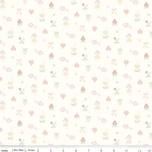 Riley Blake Hush Hush 5 Summer Love quilting cotton fabric with colorful floral and abstract patterns on soft fabric.