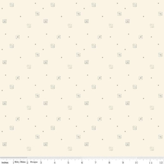 Riley Blake Hush Hush 5 All Boxed In quilting cotton fabric in a boxed pattern, featuring soft pastel and floral design.