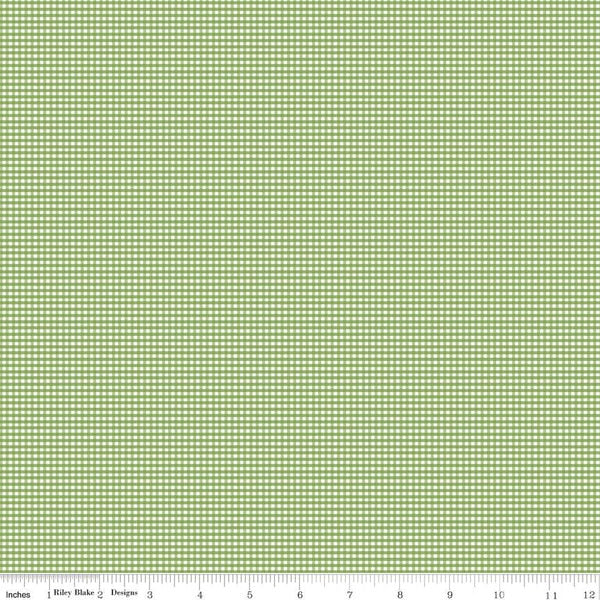 Riley Blake Designs Micro Gingham Green fabric C455-GREEN