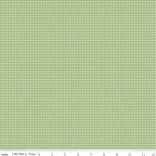 Green micro gingham quilting cotton fabric by Riley Blake Designs, soft and lightweight for sewing and craft projects.