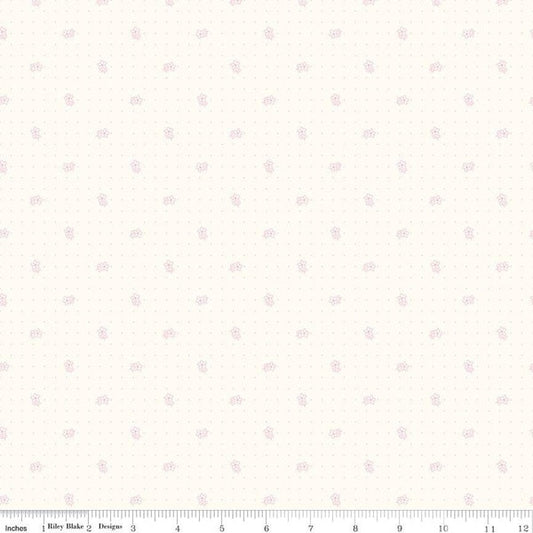 Pink Daisy Bee Backgrounds quilting cotton fabric by Riley Blake Designs, featuring a cheerful floral and bee pattern.
