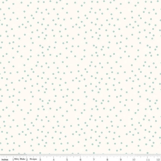 Sea glass quilting cotton fabric with tiny circle bee backgrounds by Riley Blake Designs, perfect for sewing and craft projects.