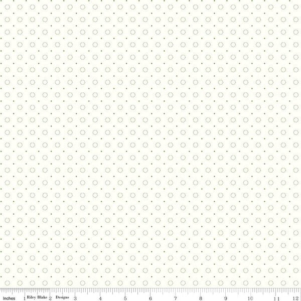Bee Backgrounds Stitched Circle Green fabric by Riley Blake Designs C9940-GREEN