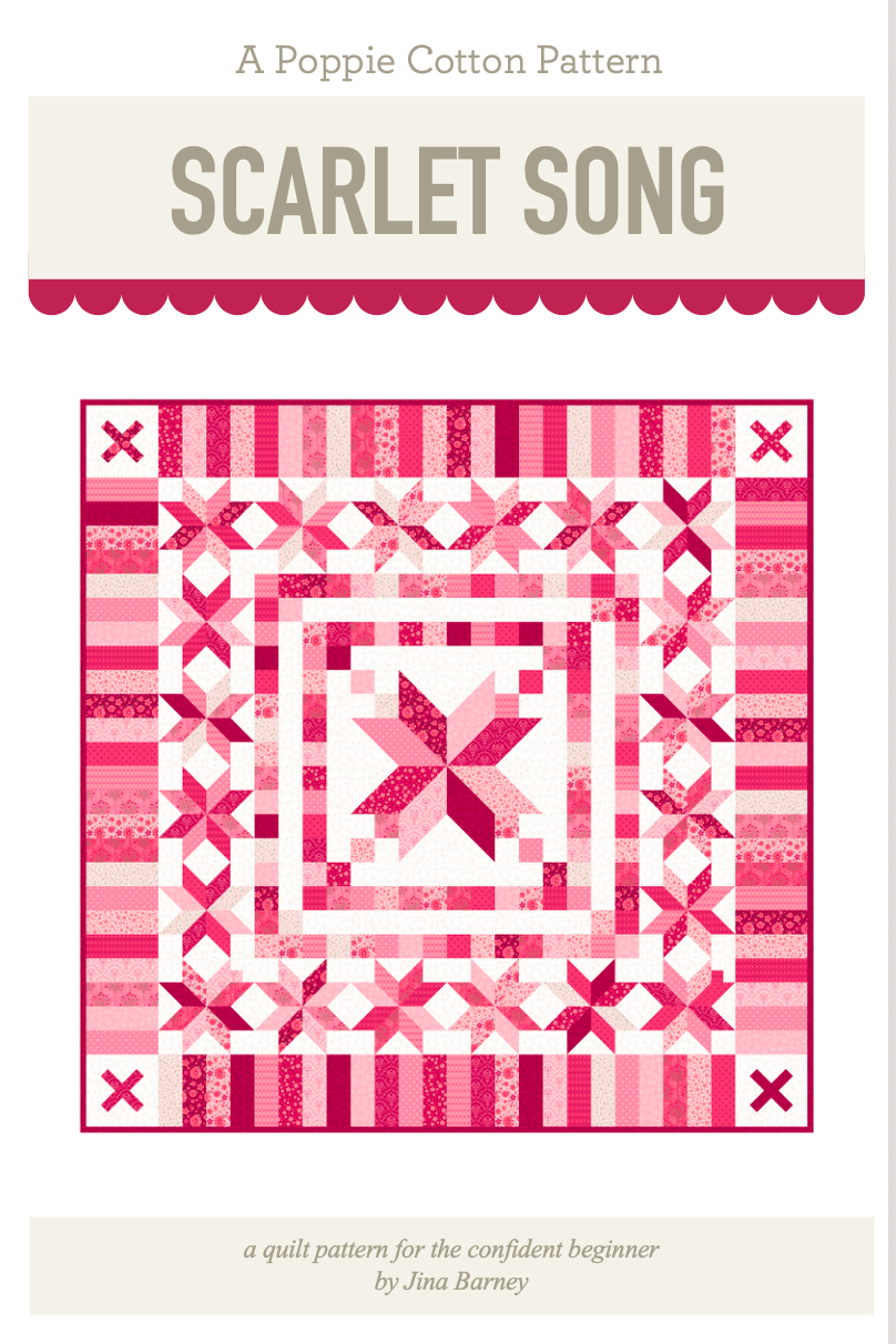 Scarlet Song quilt pattern TSP27030 by Samantha Walker for Poppie Cotton, traditional star medallion quilt design.