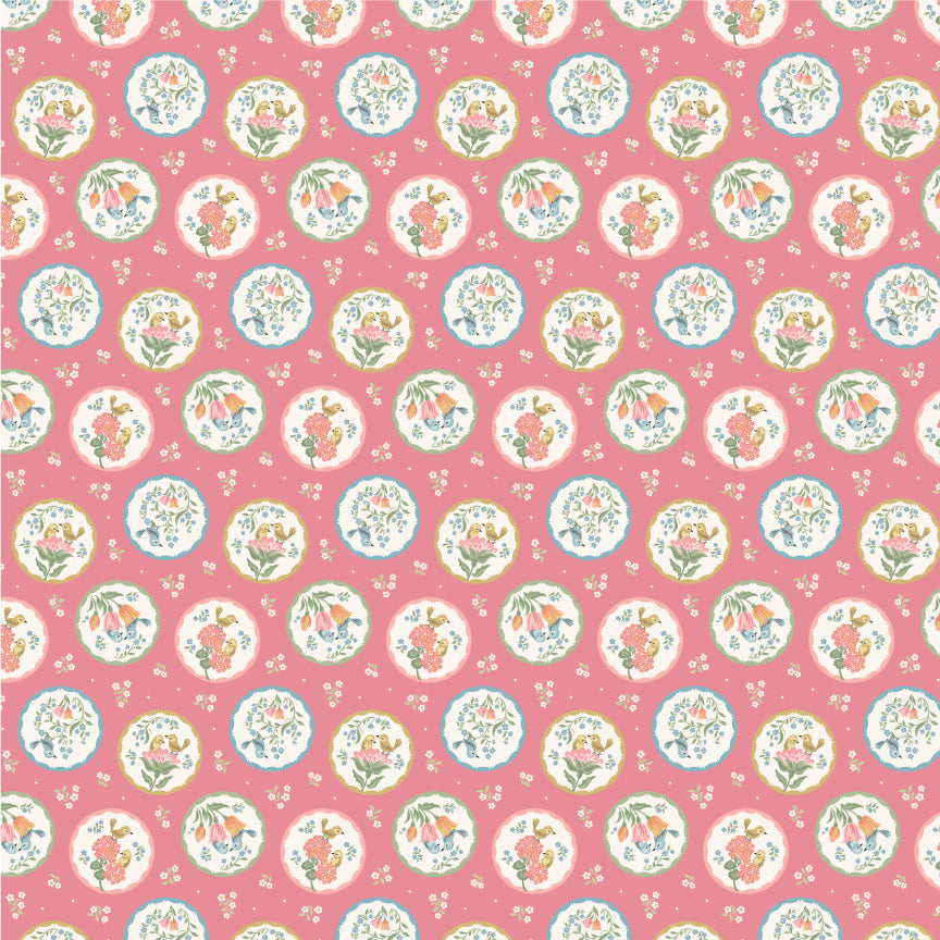 Singing Meadow Chirping Charmers Peony fabric by Sheri McCulley for Poppie Cotton, SM271804.