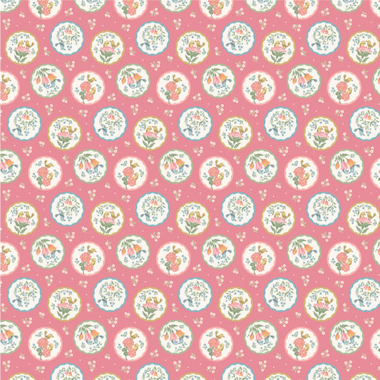 Singing Meadow Chirping Charmers Peony fabric by Sheri McCulley for Poppie Cotton, SM271804.