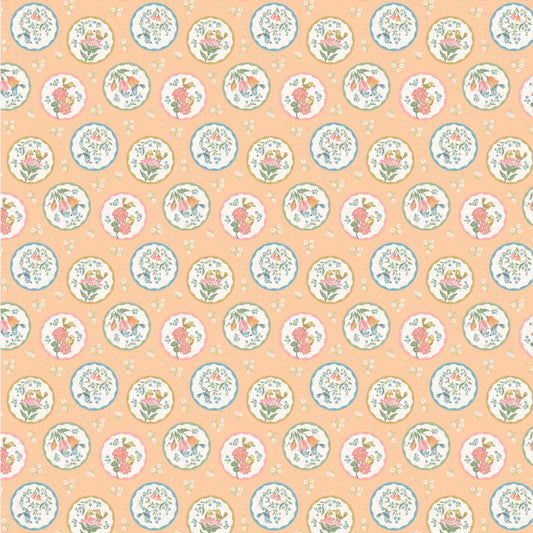 Singing Meadow Chirping Charmers Sunshine fabric by Sheri McCulley for Poppie Cotton, SM271806.