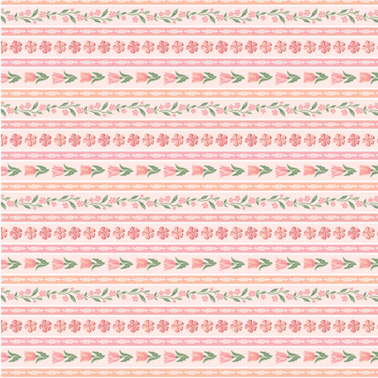 Singing Meadow Meadow Stripe Peony fabric by Sheri McCulley for Poppie Cotton, SM271813.