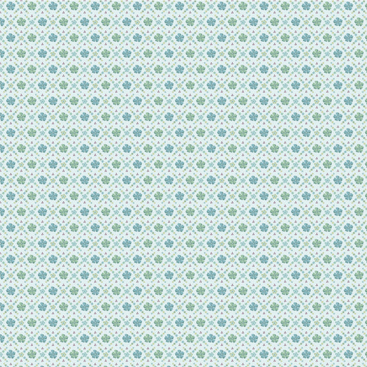 Sweet Posie Morning Sky SM271811 from Singing Meadow by Sheri McCulley for Poppie Cotton, tiny blue and green floral checker print.