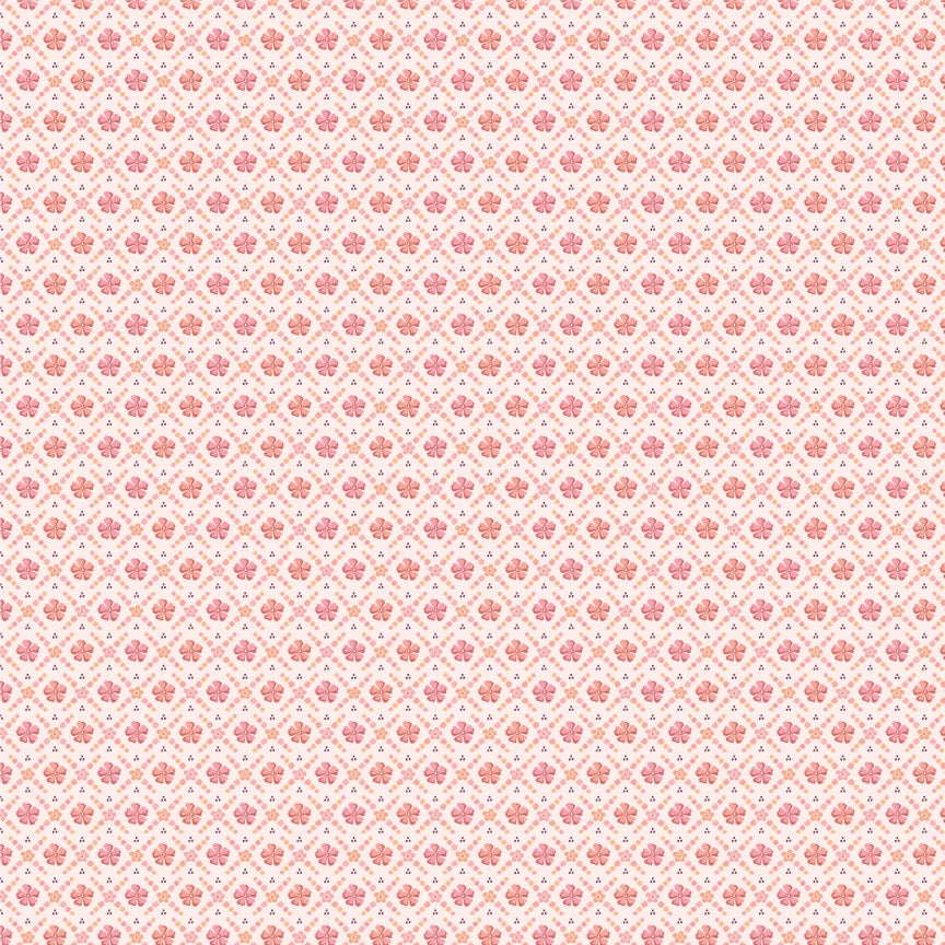 Sweet Posie Peony SM271810 from Singing Meadow by Sheri McCulley for Poppie Cotton, tiny pink floral checker print.