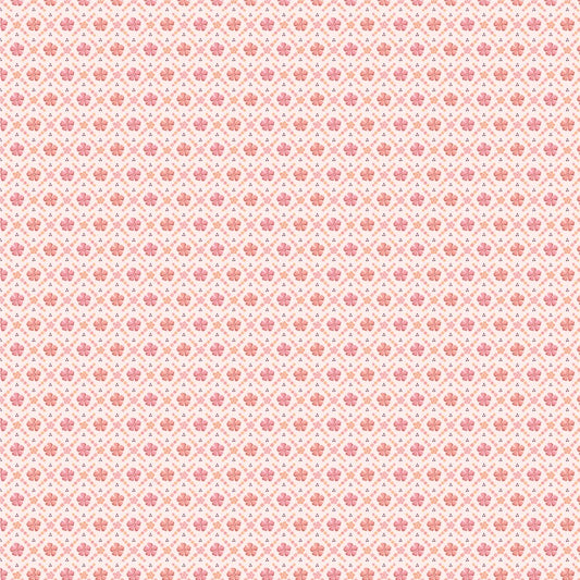Sweet Posie Peony SM271810 from Singing Meadow by Sheri McCulley for Poppie Cotton, tiny pink floral checker print.