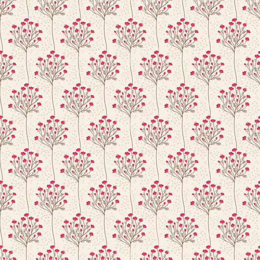 Branches Buff TS271610 from Tennessee Summer by Samantha Walker for Poppie Cotton, graceful flowering branches arranged in a stripe on buff.