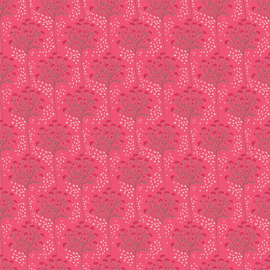 Branches Red TS271612 from Tennessee Summer by Samantha Walker for Poppie Cotton, graceful flowering branches arranged in a stripe on red.