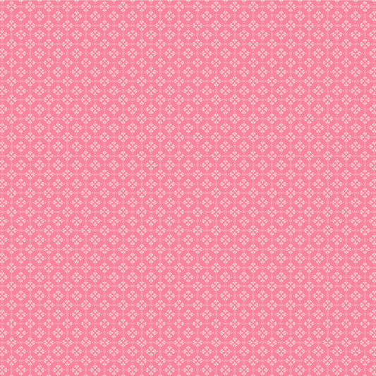 Dainty Diamonds Dark Blush TS271608 from Tennessee Summer by Samantha Walker for Poppie Cotton, tiny cream petal medallions in a diamond layout on dark blush pink.