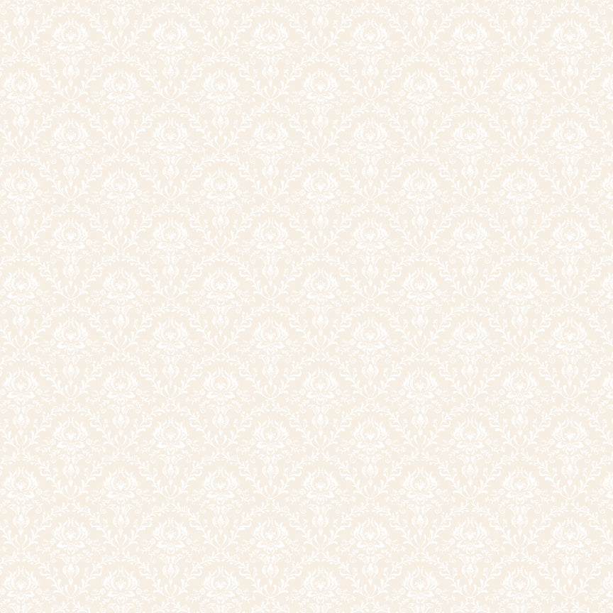 Demure Damask Buff TS271604 from Tennessee Summer by Samantha Walker for Poppie Cotton, elegant damask motif on a warm buff background.
