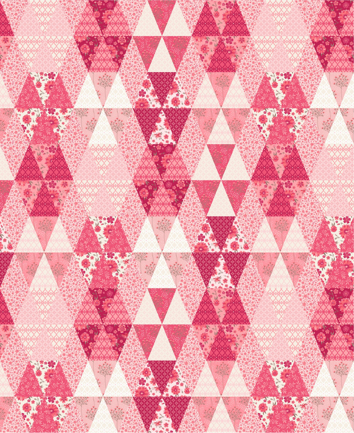 Diamonds and Triangles Multi TS271622 from Tennessee Summer by Samantha Walker for Poppie Cotton, blush, pink, cream, white and red triangles forming a diamond pattern.