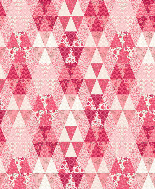 Diamonds and Triangles Multi TS271622 from Tennessee Summer by Samantha Walker for Poppie Cotton, blush, pink, cream, white and red triangles forming a diamond pattern.