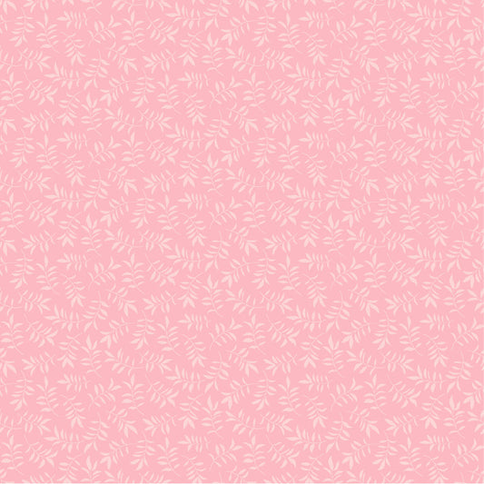 Leaf Toss Blush TS271620 from Tennessee Summer by Samantha Walker for Poppie Cotton, delicate tossed leafy branches on blush pink.