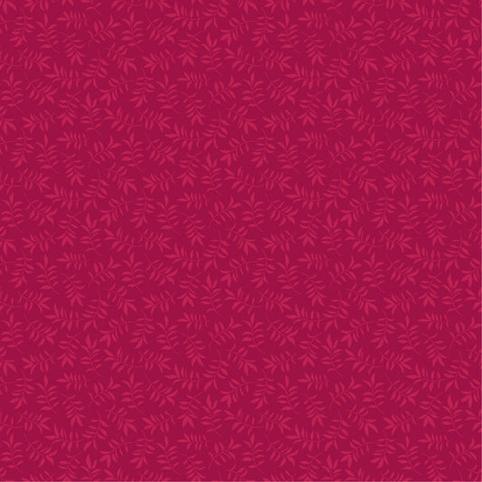 Leaf Toss Dark Red TS271621 from Tennessee Summer by Samantha Walker for Poppie Cotton, delicate tossed leafy branches on deep red.